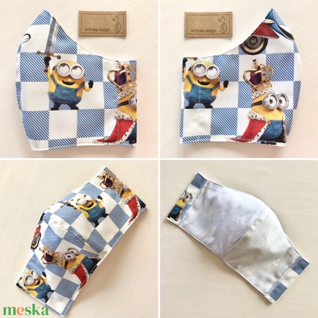  Minyon  mintás kék színű szájmaszk, maszk, arcmaszk - Artiroka design - gyerek - gyerek - Meska.hu