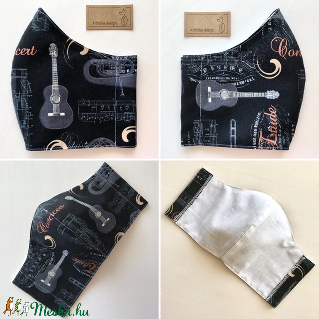 Gitár és kotta mintás, prémium arcmaszk, szájmaszk, maszk - koncert - zene - Artiroka design - férfi & uniszex - férfi & uniszex - Meska.hu