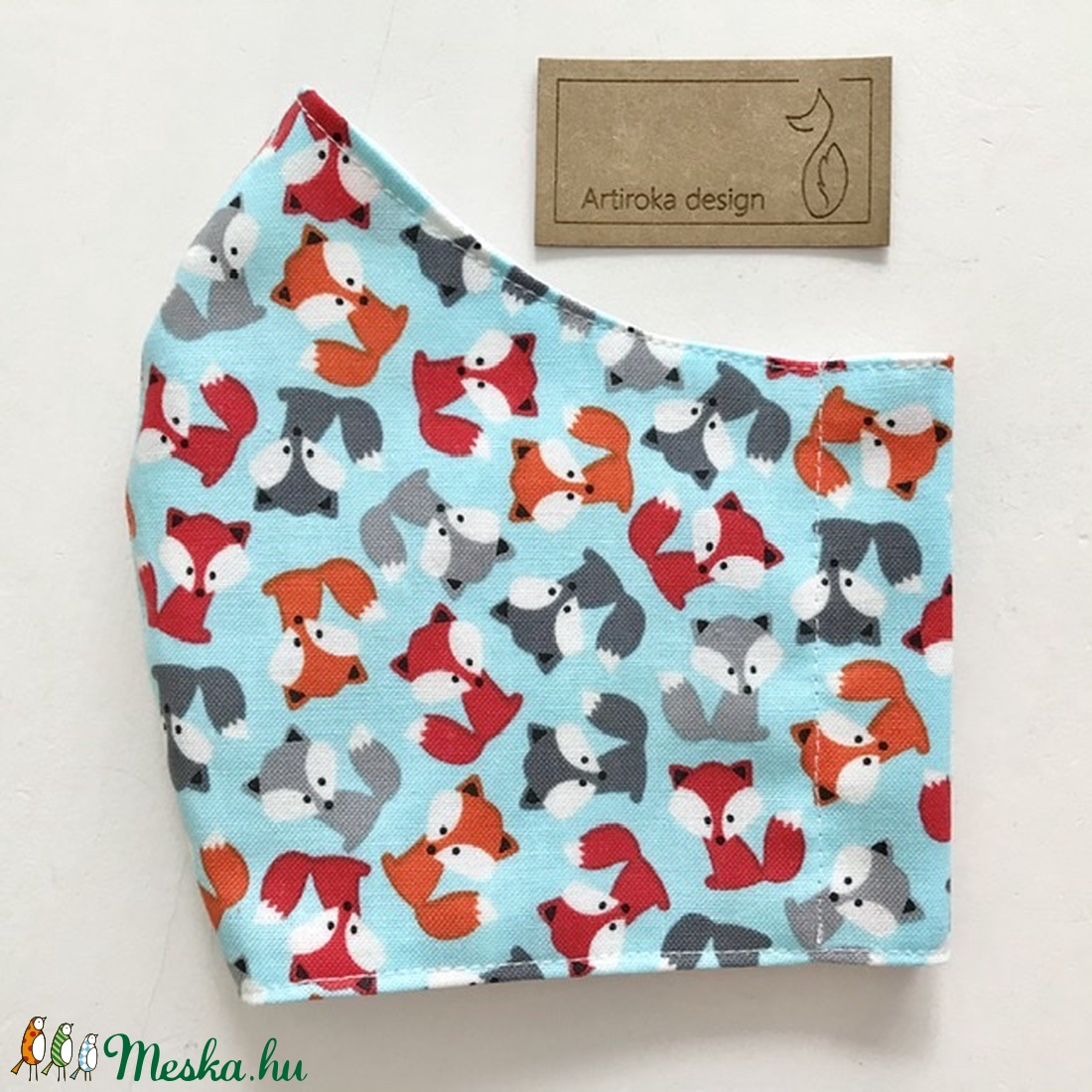 Róka - Móka mintás PRÉMIUM maszk, arcmaszk, szájmaszk, gyerekmaszk - Artiroka design - női - női - Meska.hu