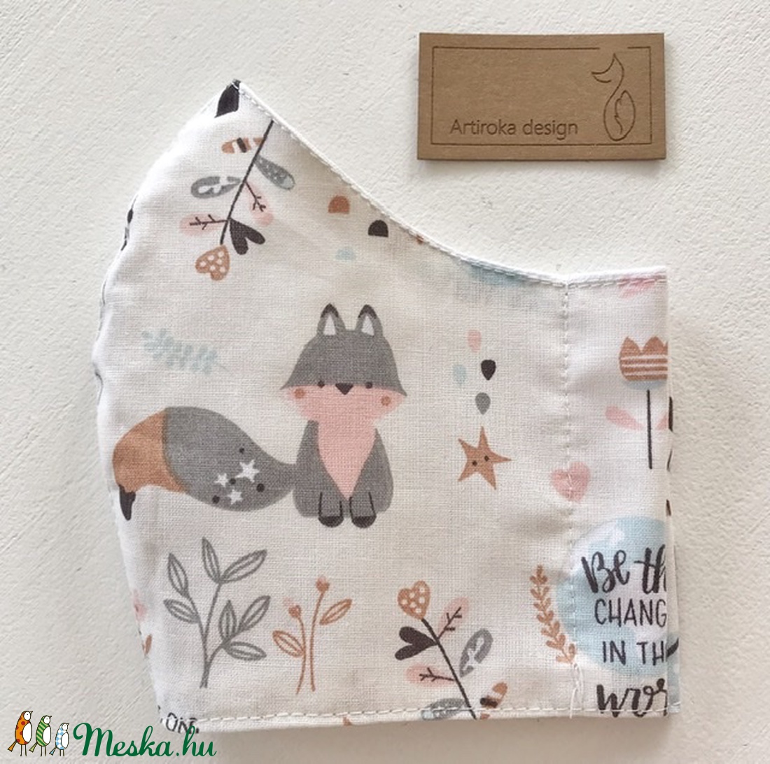 Óvd a földet! Róka mintás, pasztell színű szájmaszk, maszk, arcmaszk - Artiroka design - női - női - Meska.hu