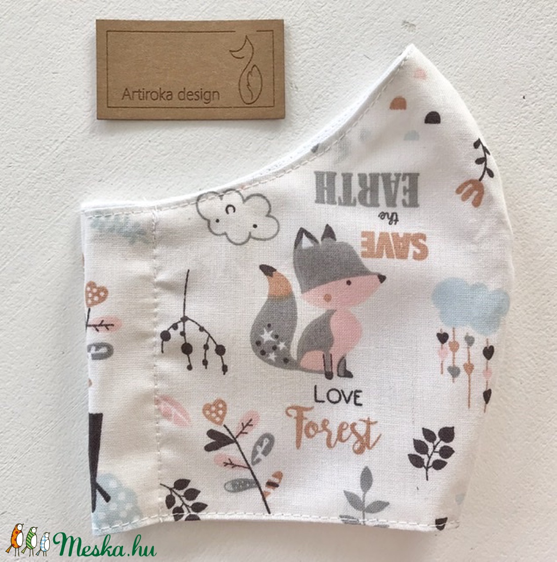Óvd a földet! Róka mintás, pasztell színű szájmaszk, maszk, arcmaszk - Artiroka design - női - női - Meska.hu
