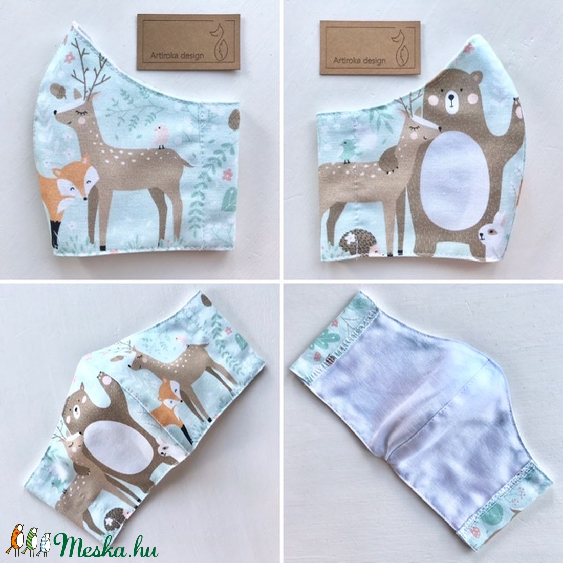 Erdő állatai mintás prémium maszk, arcmaszk, szájmaszk, gyerekmaszk - Artiroka design - gyerek - gyerek - Meska.hu