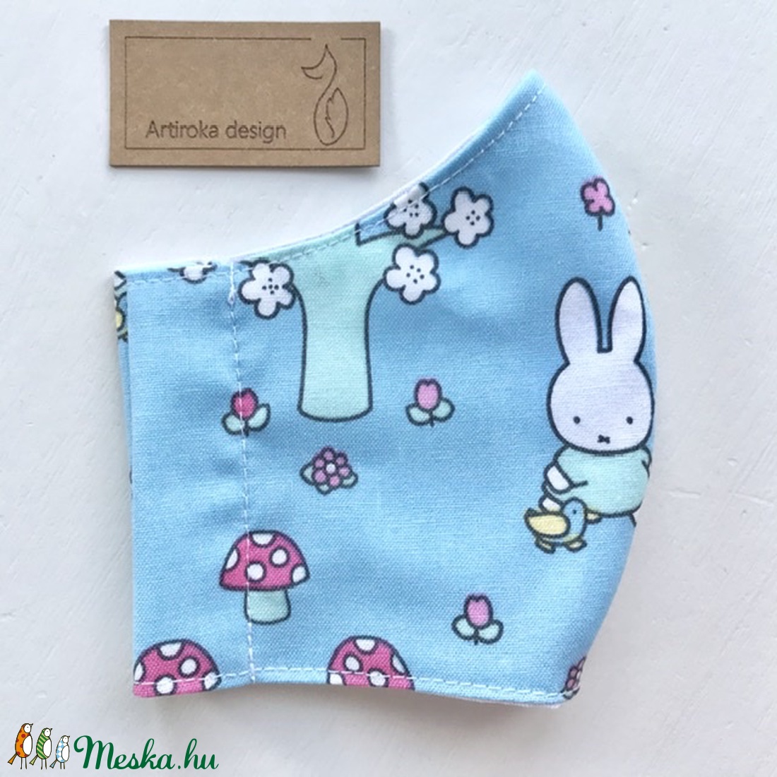 Nyuszi mintás prémium arcmaszk, szájmaszk, maszk - gyerek méret - XS méret-  Gyereknap - Artiroka design - gyerek - gyerek - Meska.hu