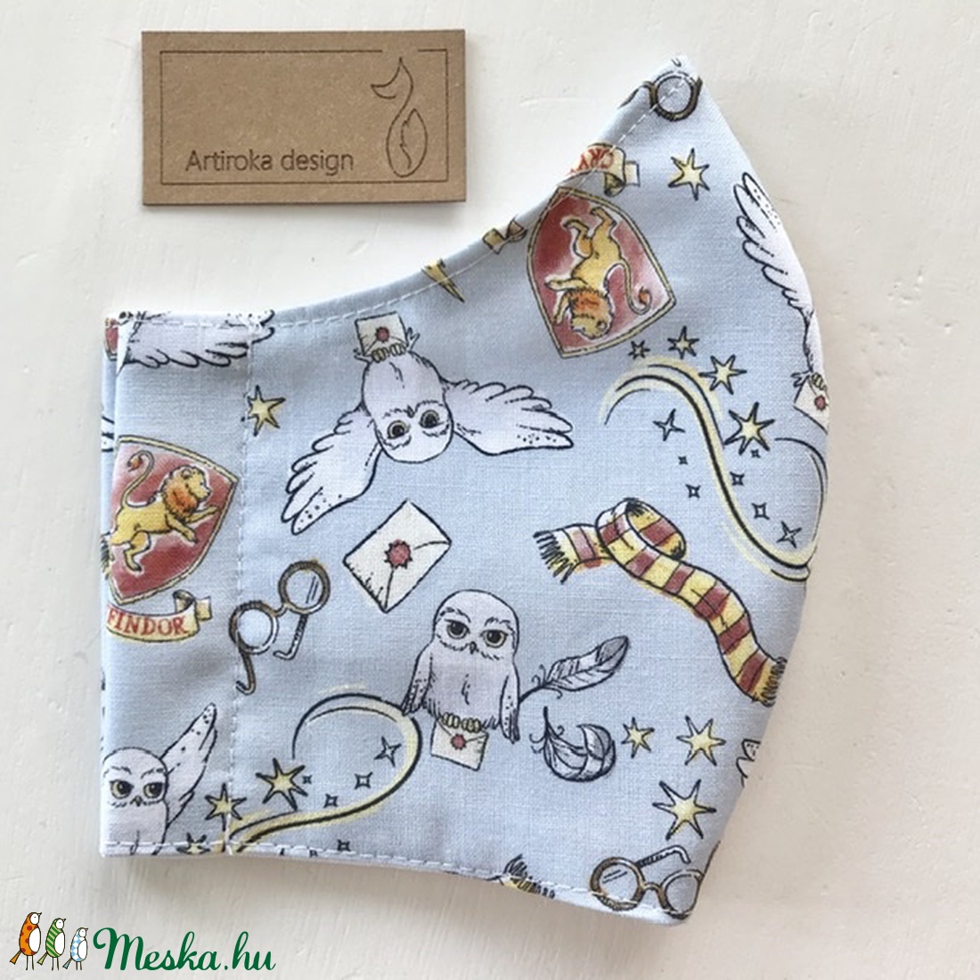 Harry Potter és Hedvig bagoly mintás pasztell szürke arcmaszk, szájmaszk, maszk - Artiroka design - gyerek - gyerek - Meska.hu