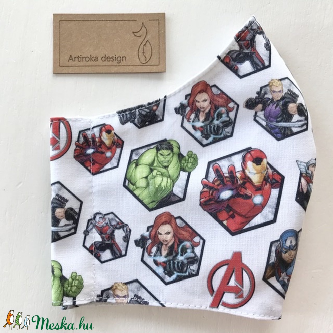 Marvel hősök, Vasember mintás pasztell szürke arcmaszk, szájmaszk, maszk - Artiroka design - maszk, arcmaszk - gyerek - Meska.hu