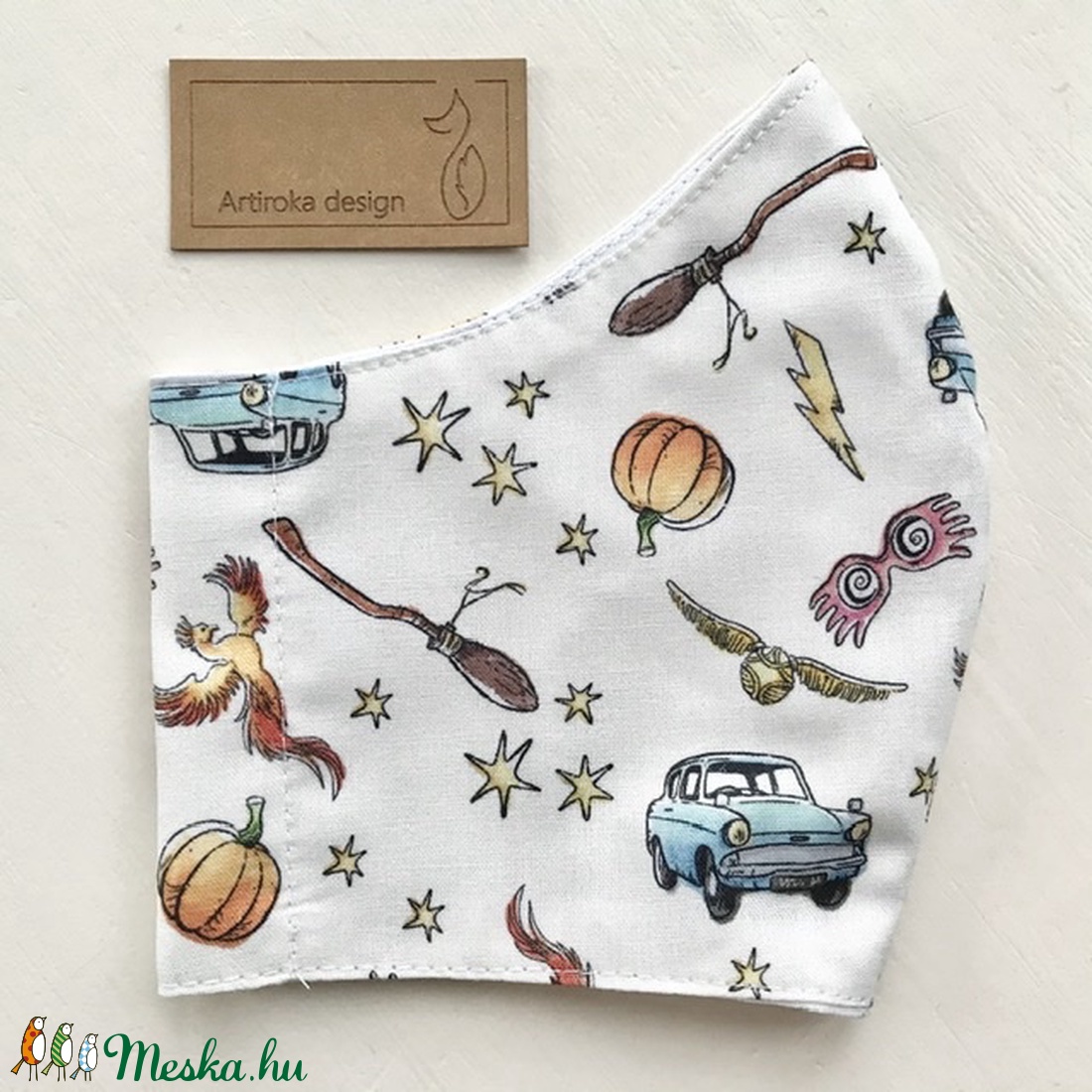 Harry Potter - Mr Weasleys,  repülő kék autó  -  arcmaszk, szájmaszk, maszk - Artiroka design - szűrőbetétes - szűrőbetétes - Meska.hu