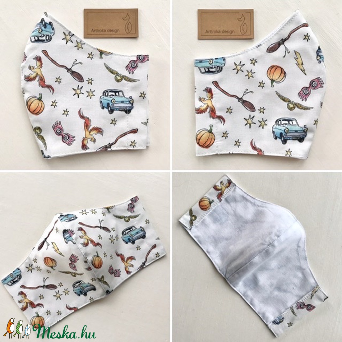 Harry Potter - Mr Weasleys,  repülő kék autó  -  arcmaszk, szájmaszk, maszk - Artiroka design - szűrőbetétes - szűrőbetétes - Meska.hu