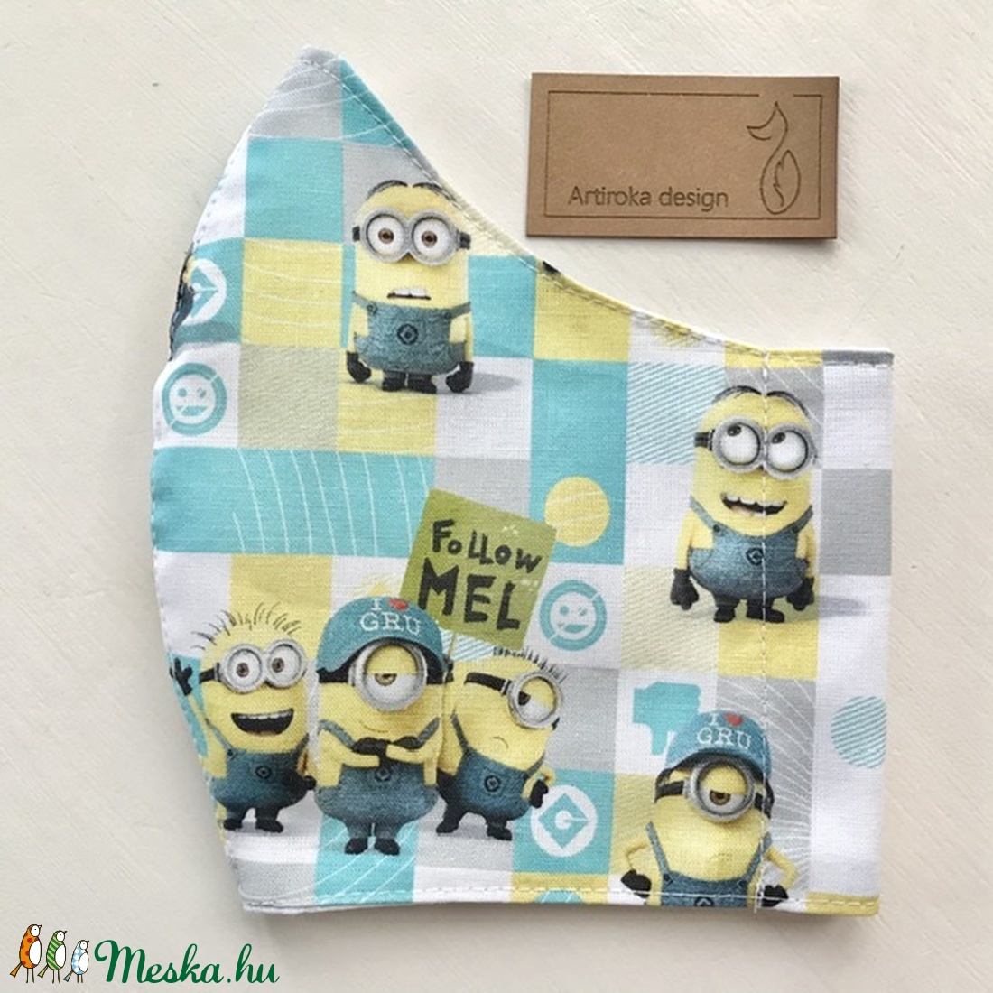  Minyon  mintás prémium szájmaszk, maszk, arcmaszk - Artiroka design - gyerek - gyerek - Meska.hu