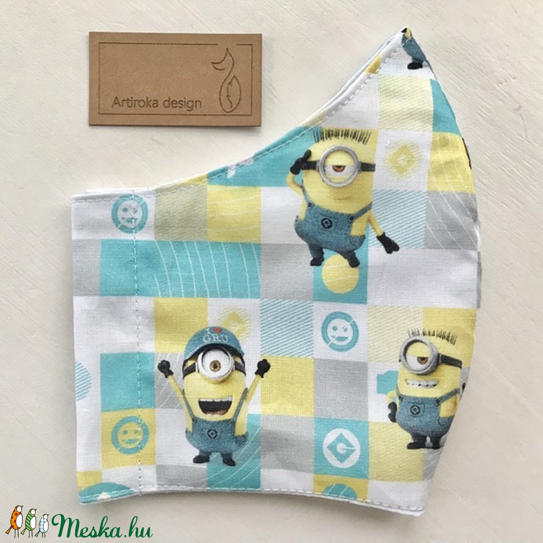  Minyon  mintás prémium szájmaszk, maszk, arcmaszk - Artiroka design - gyerek - gyerek - Meska.hu