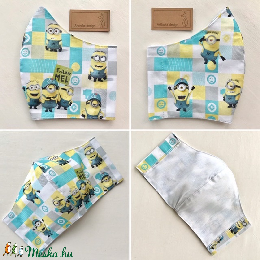  Minyon  mintás prémium szájmaszk, maszk, arcmaszk - Artiroka design - gyerek - gyerek - Meska.hu