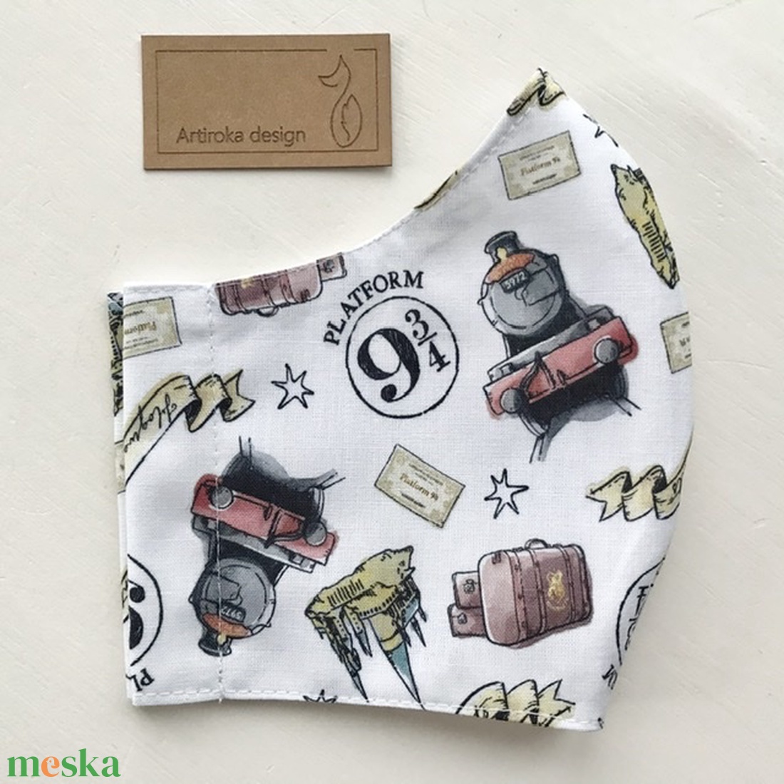 Harry Potter - Roxfort gyorsvonat, 9 3/4. vágány mintás arcmaszk - S MÉRET KÉSZLETEN- Artiroka design - gyerek - gyerek - Meska.hu