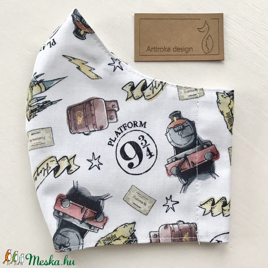 Harry Potter - Roxfort gyorsvonat, 9 3/4. vágány mintás arcmaszk - S MÉRET KÉSZLETEN- Artiroka design - gyerek - gyerek - Meska.hu