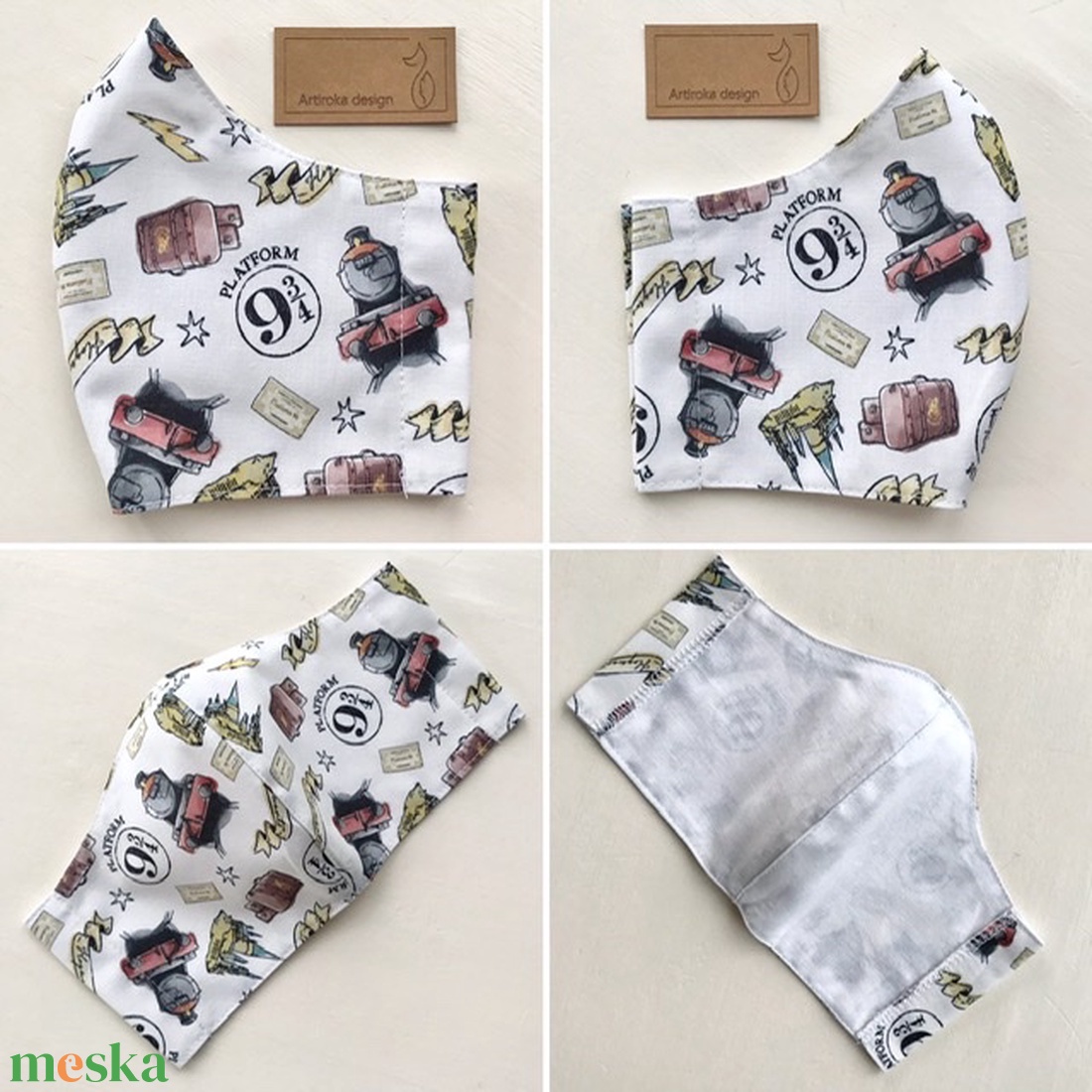 Harry Potter - Roxfort gyorsvonat, 9 3/4. vágány mintás arcmaszk - S MÉRET KÉSZLETEN- Artiroka design - gyerek - gyerek - Meska.hu