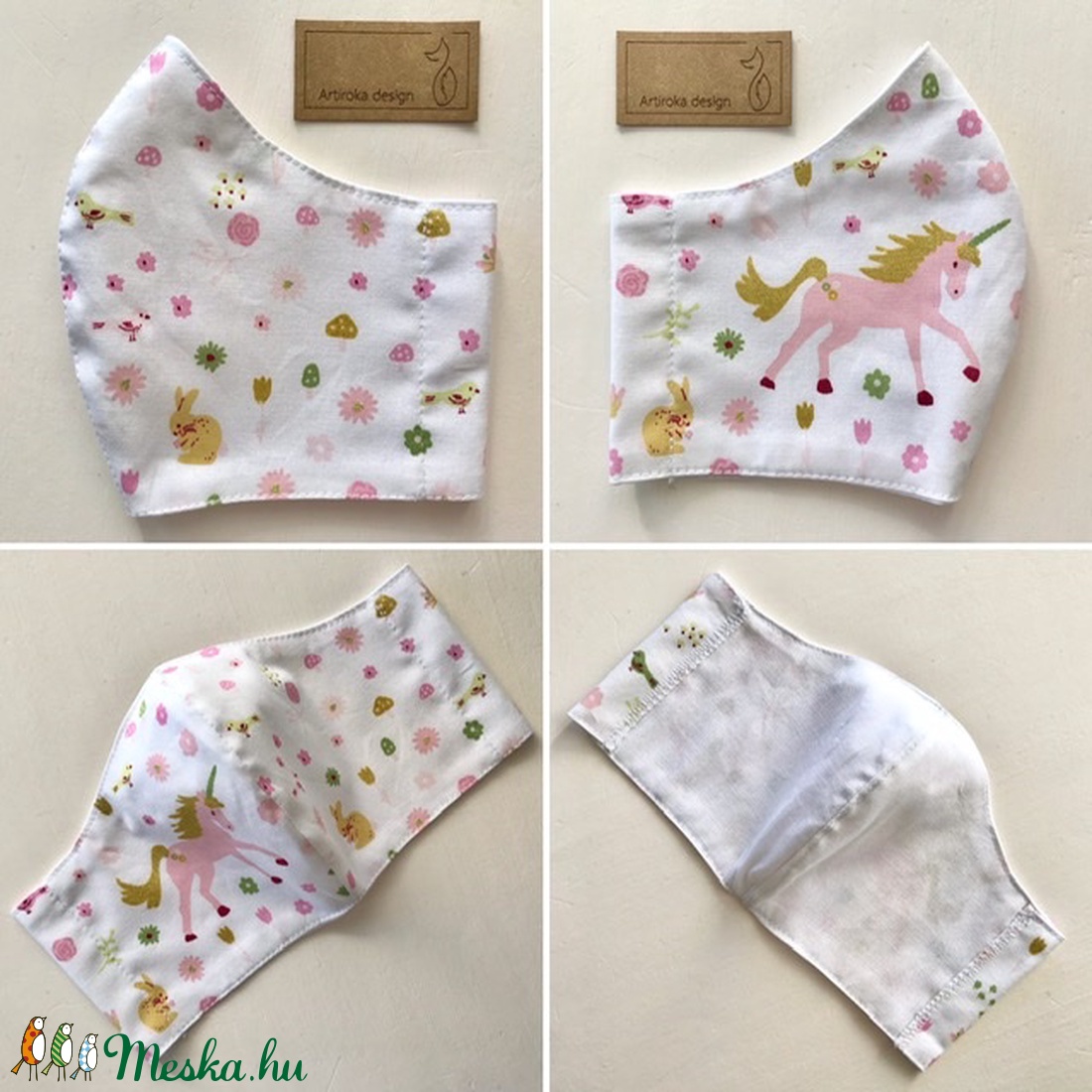 Unikornis mintás PRÉMIUM maszk, szájmaszk, gyerek maszk - M méret készleten-  Artiroka design  - gyerek - gyerek - Meska.hu