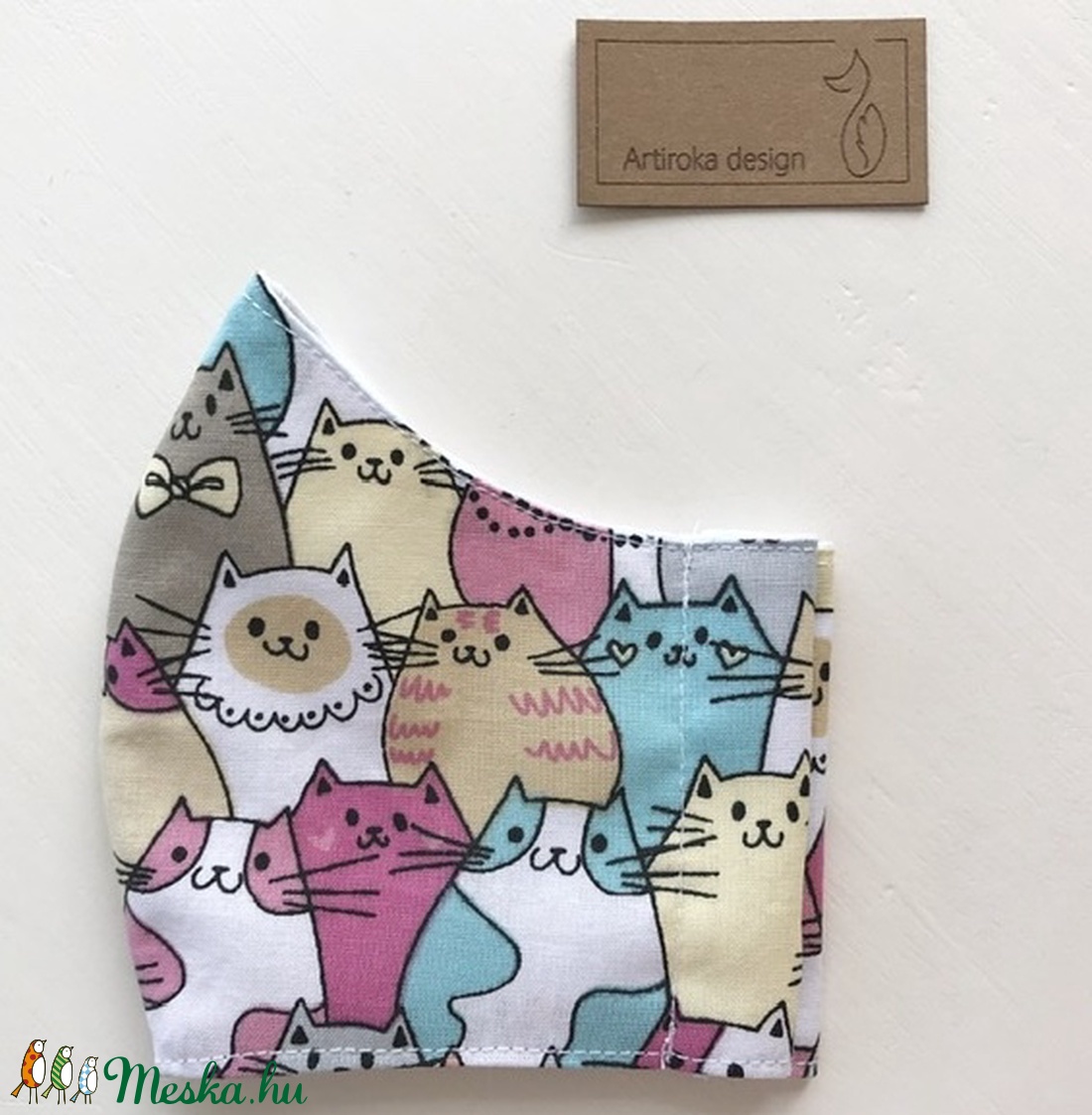 Cica mintás arcmaszk, szájmaszk, maszk -  macska - Artiroka design - női - női - Meska.hu