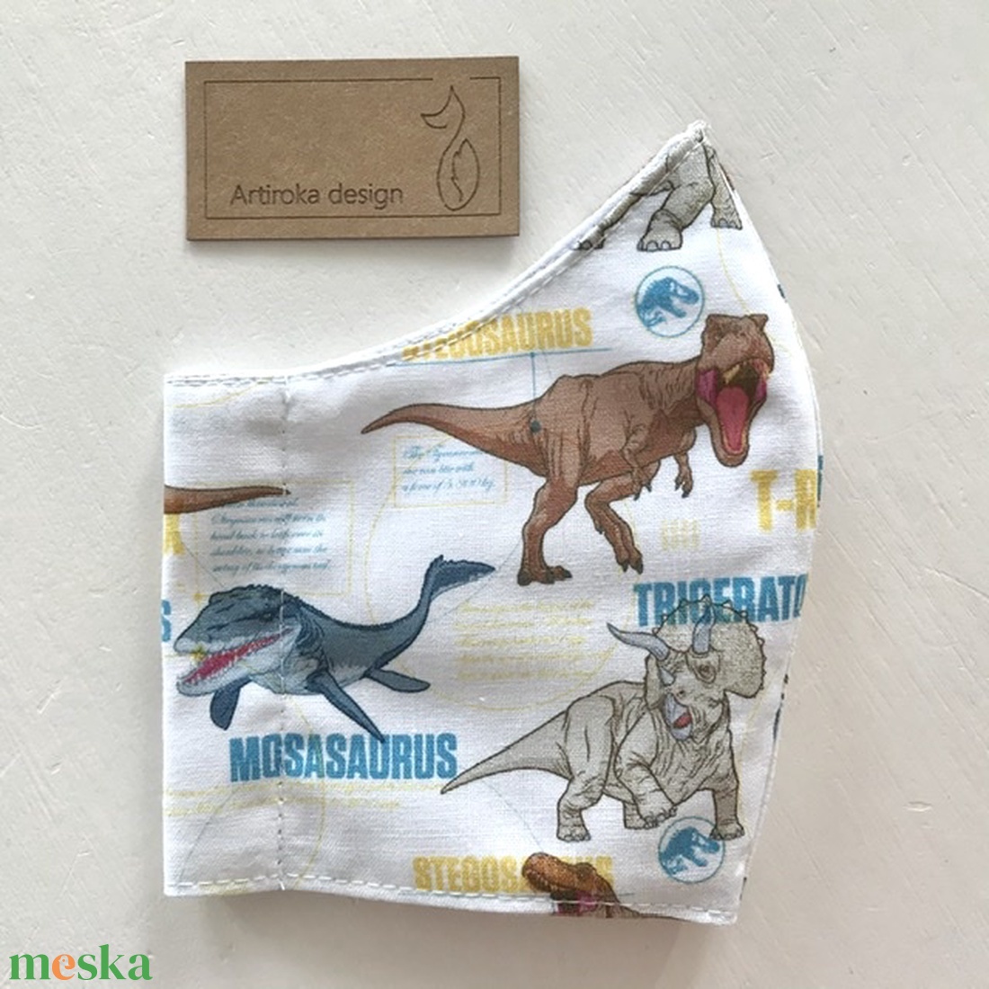 Dino mintás prémium arcmaszk, szájmaszk, maszk - dinoszaurusz - Artiroka design - gyerek - gyerek - Meska.hu