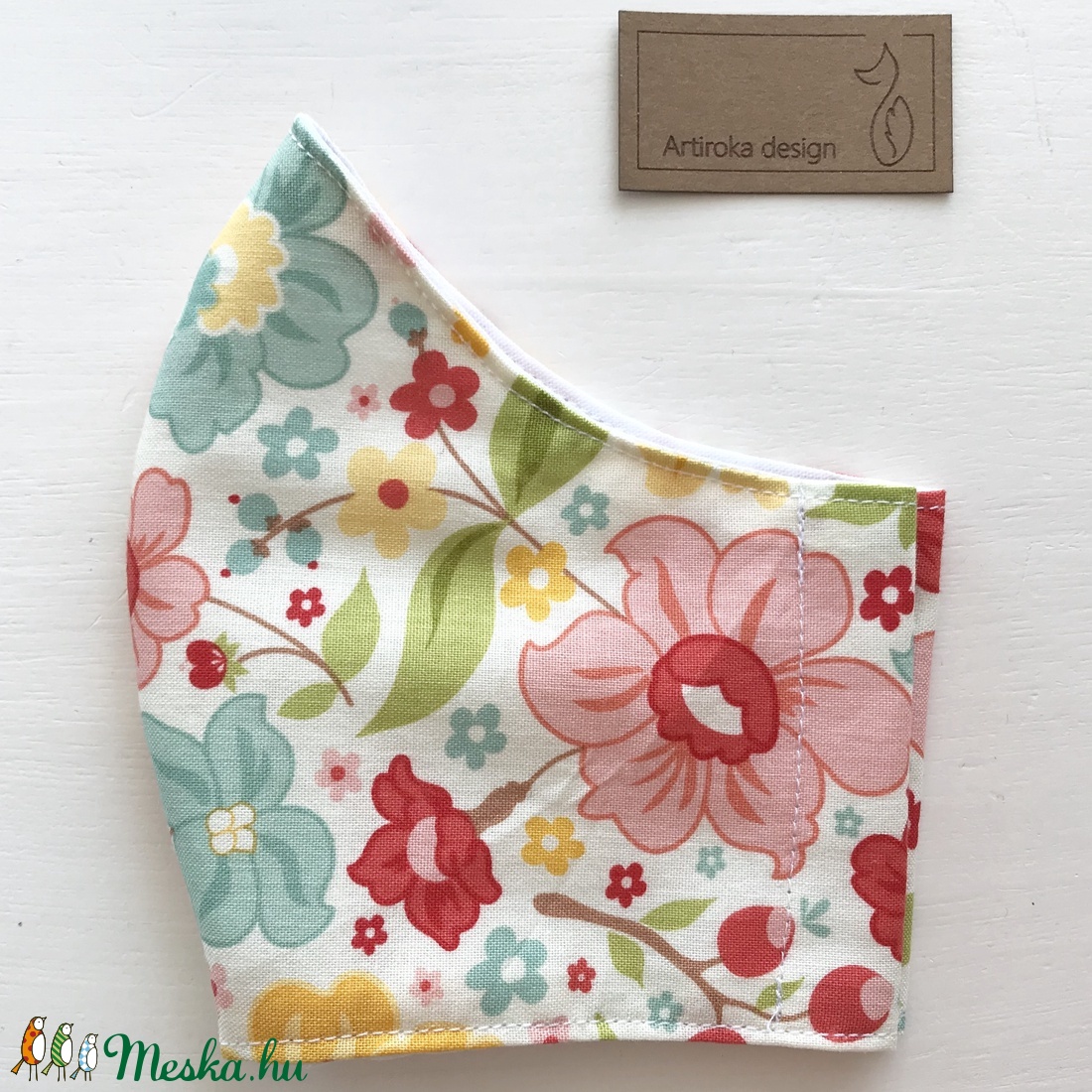 Virág  mintás  prémium pamut textil arcmaszk, szájmaszk, maszk -  Artiroka design - női - női - Meska.hu