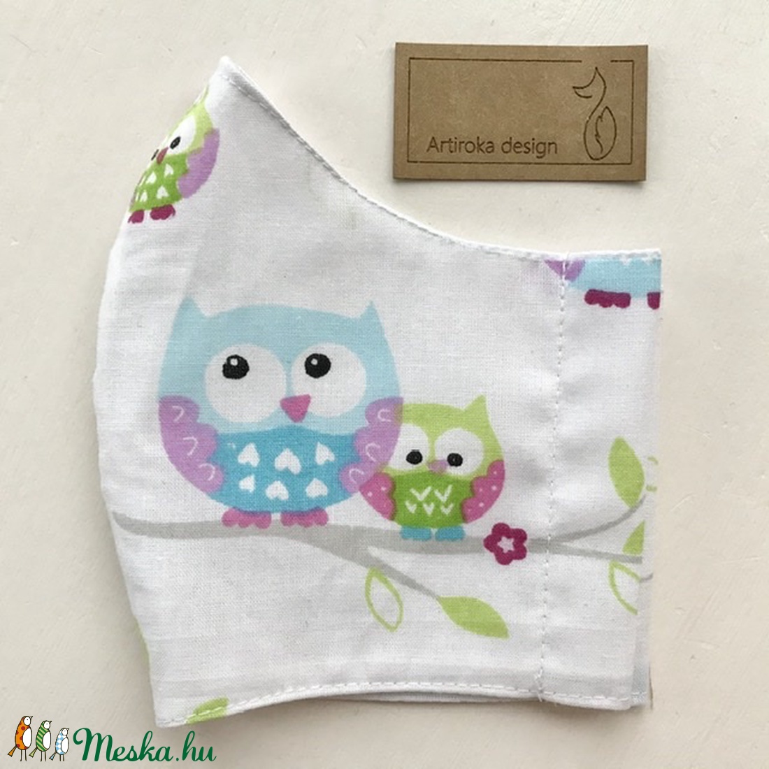 Bagoly néni és tanítványa -  mintás  arcmaszk, szájmaszk, maszk, gyerekmaszk - -S méret-Artiroka design - gyerek - gyerek - Meska.hu