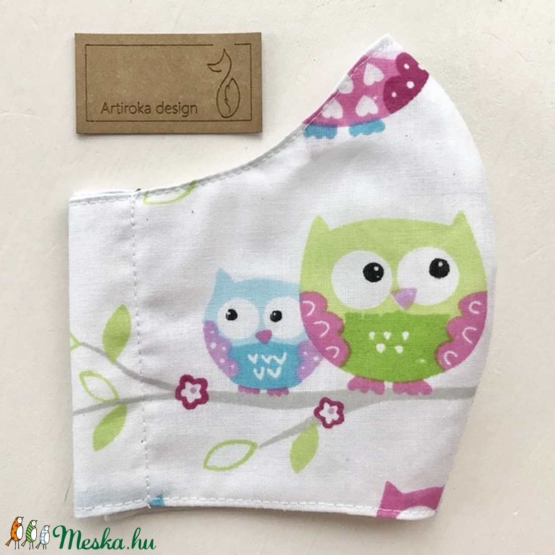 Bagoly néni és tanítványa -  mintás  arcmaszk, szájmaszk, maszk, gyerekmaszk - -S méret-Artiroka design - gyerek - gyerek - Meska.hu