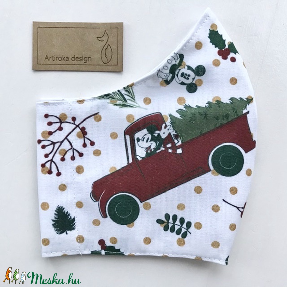 Miki egér karácsonyra készül - PRÉMIUM pamut arcmaszk, szájmaszk, maszk, gyerekmaszk  - Artiroka design - gyerek - gyerek - Meska.hu