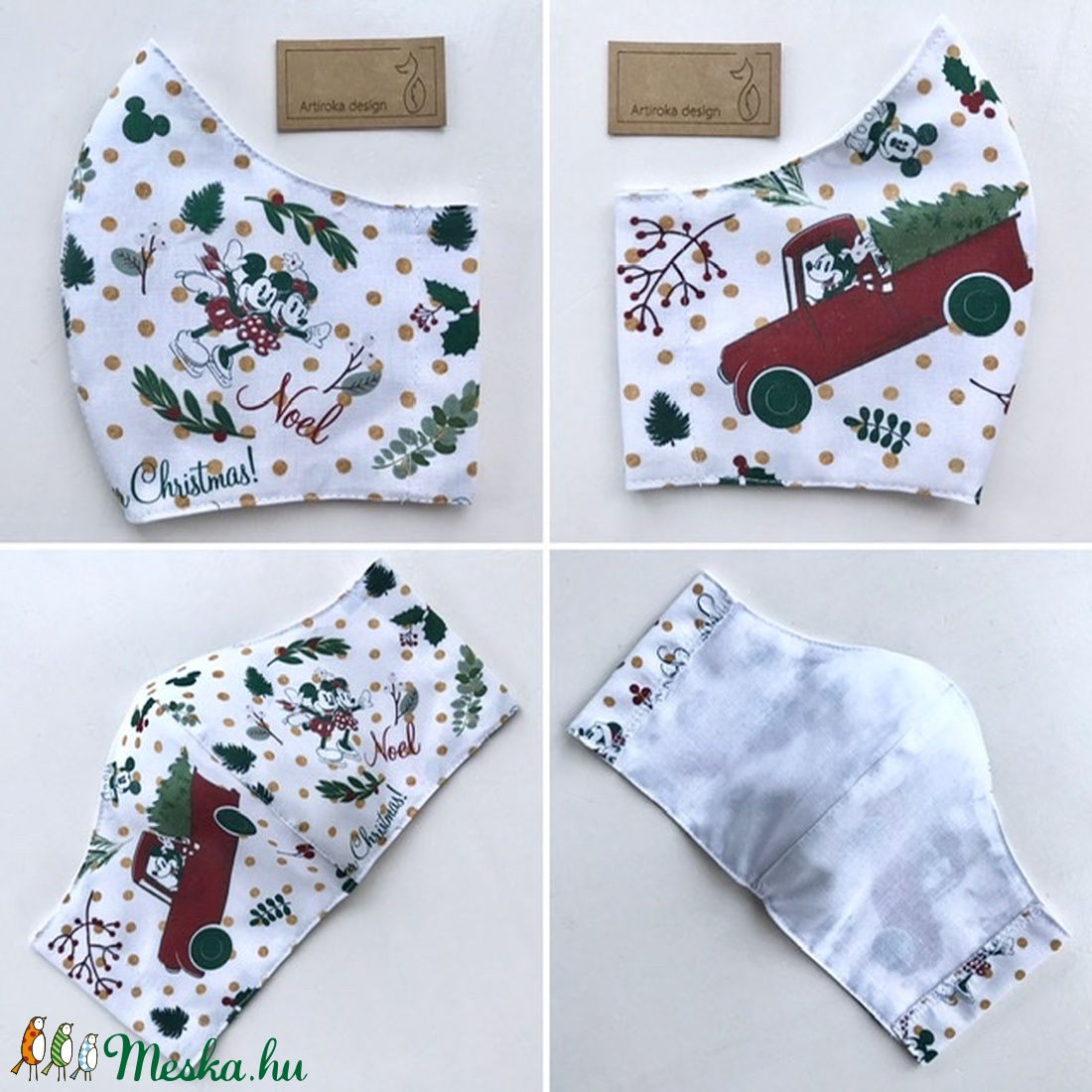 Miki egér karácsonyra készül - PRÉMIUM pamut arcmaszk, szájmaszk, maszk, gyerekmaszk  - Artiroka design - gyerek - gyerek - Meska.hu