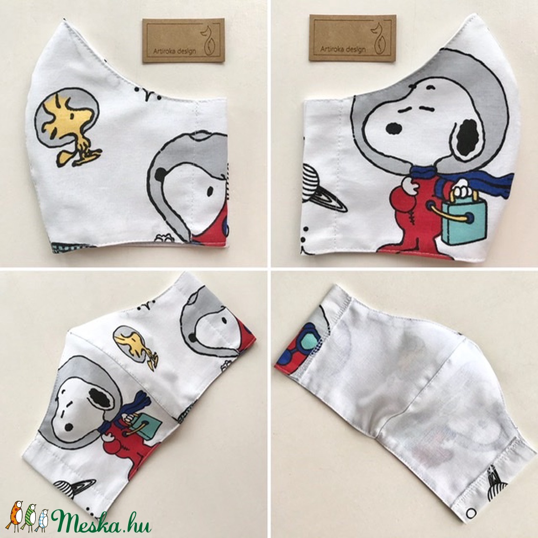 SNOOPY mintás arcmaszk, szájmaszk, maszk  - Artiroka design - női - női - Meska.hu