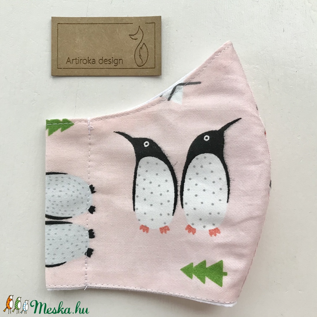 Pingvin mintás pamut textil arcmaszk, szájmaszk, maszk, gyerekmaszk -   Artiroka design - gyerek - gyerek - Meska.hu