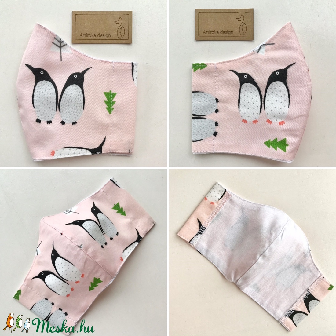 Pingvin mintás pamut textil arcmaszk, szájmaszk, maszk, gyerekmaszk -   Artiroka design - gyerek - gyerek - Meska.hu
