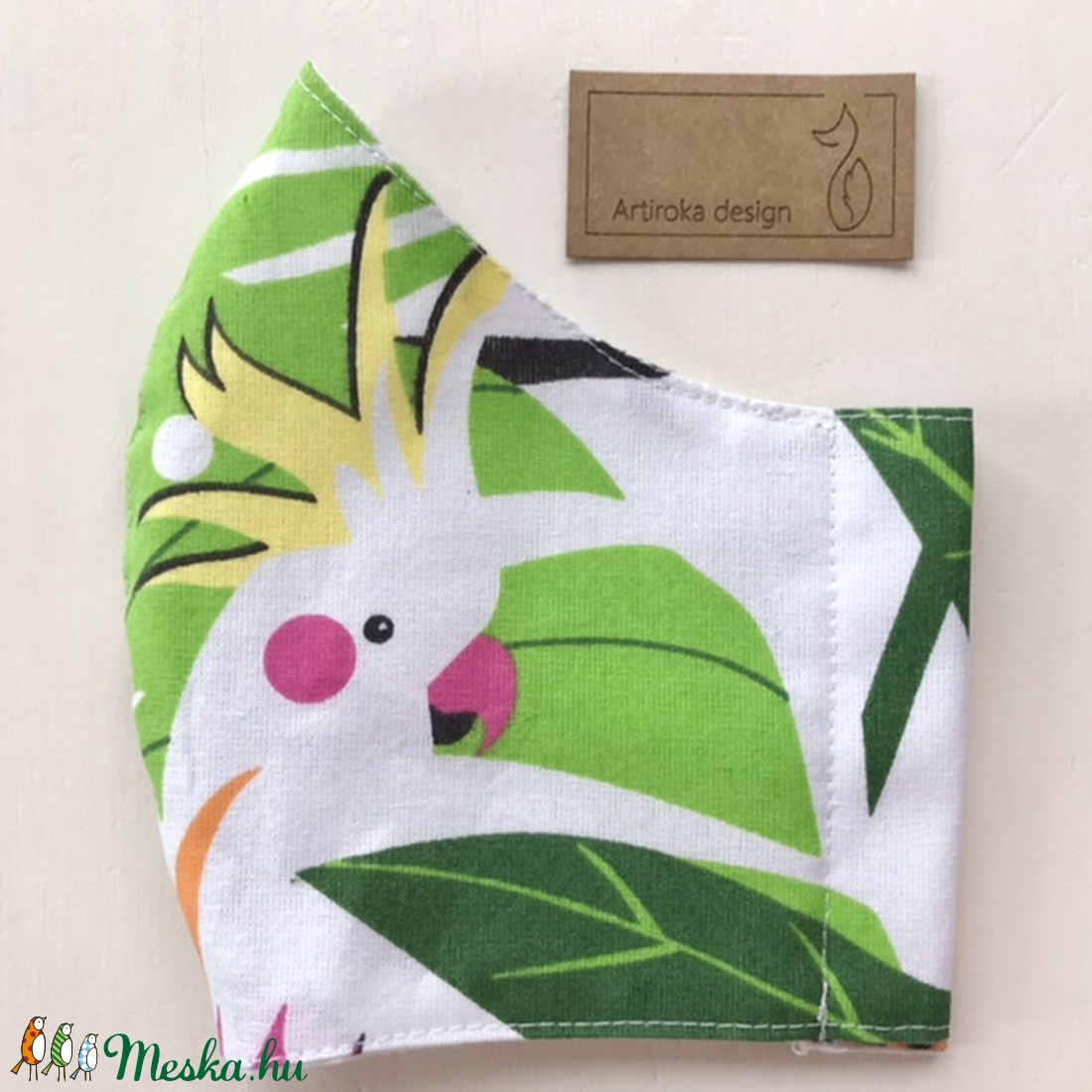  Papagáj és pálma levél mintás  arcmaszk, szájmaszk, maszk, gyerek maszk - Artiroka design - női - női - Meska.hu