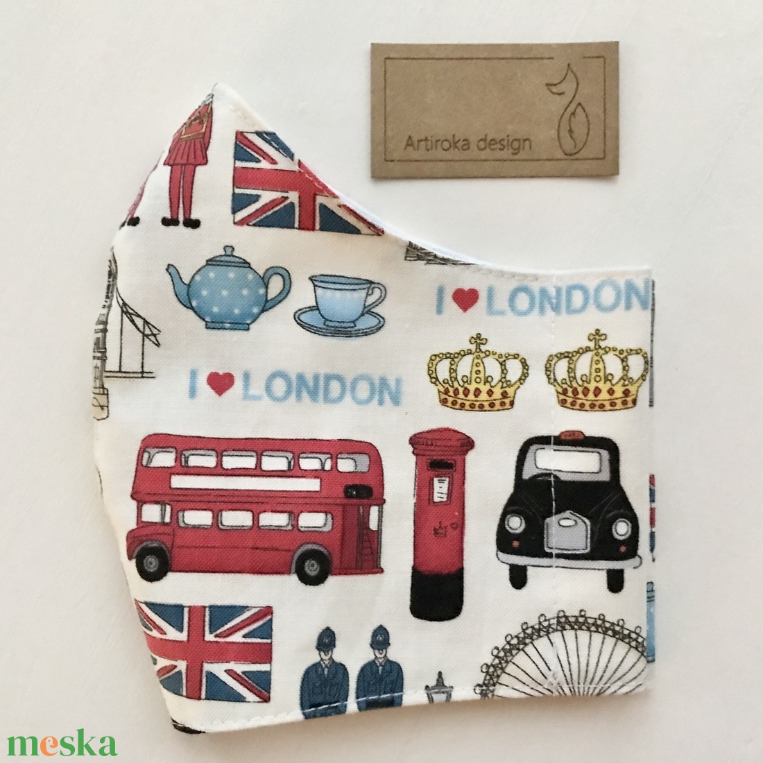I love London mintás prémium arcmaszk, szájmaszk, gyerek maszk - Artiroka design - férfi & uniszex - férfi & uniszex - Meska.hu