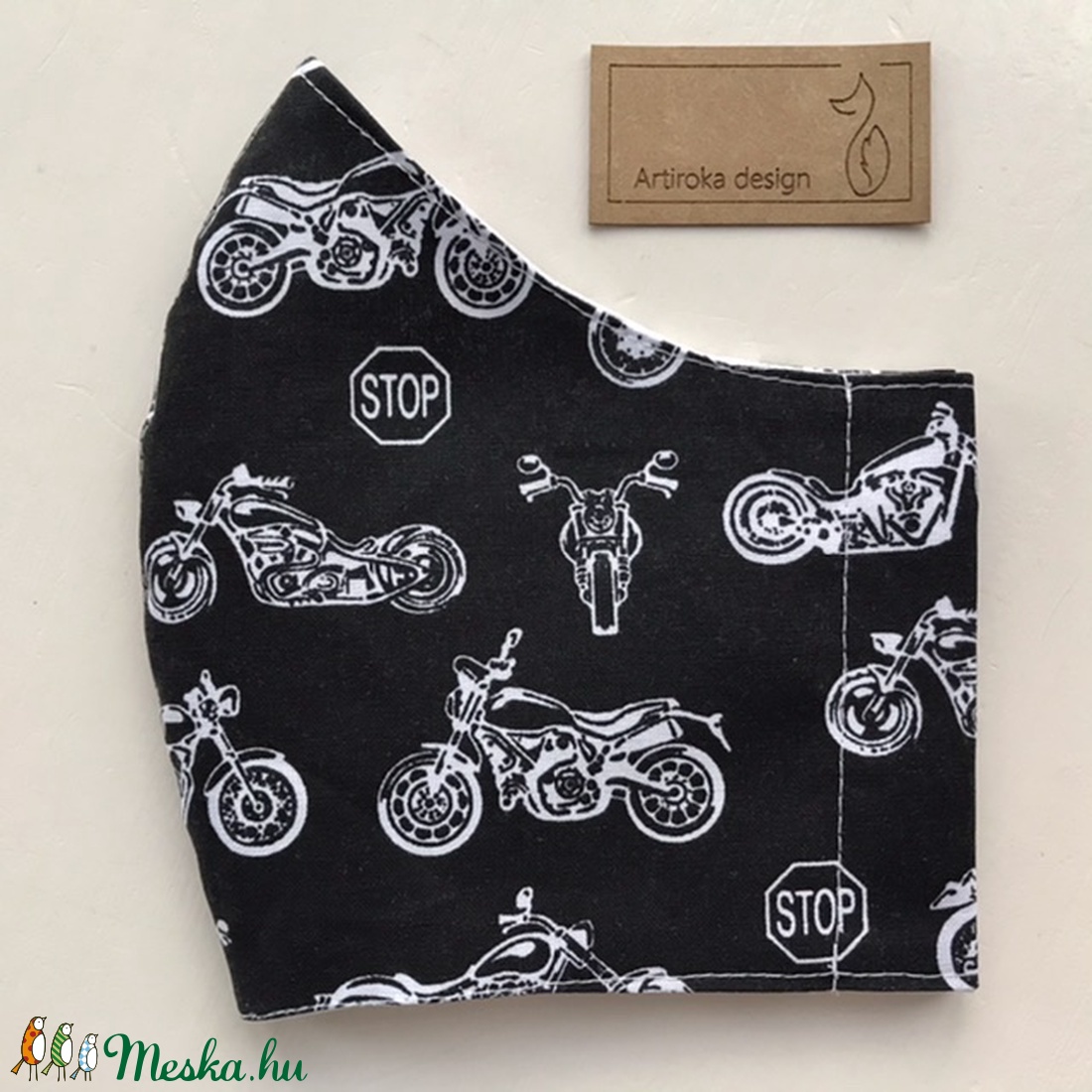 Fekete motor mintás szájmaszk, maszk, arcmaszk - Harley Davidson - Artiroka design - férfi & uniszex - férfi & uniszex - Meska.hu