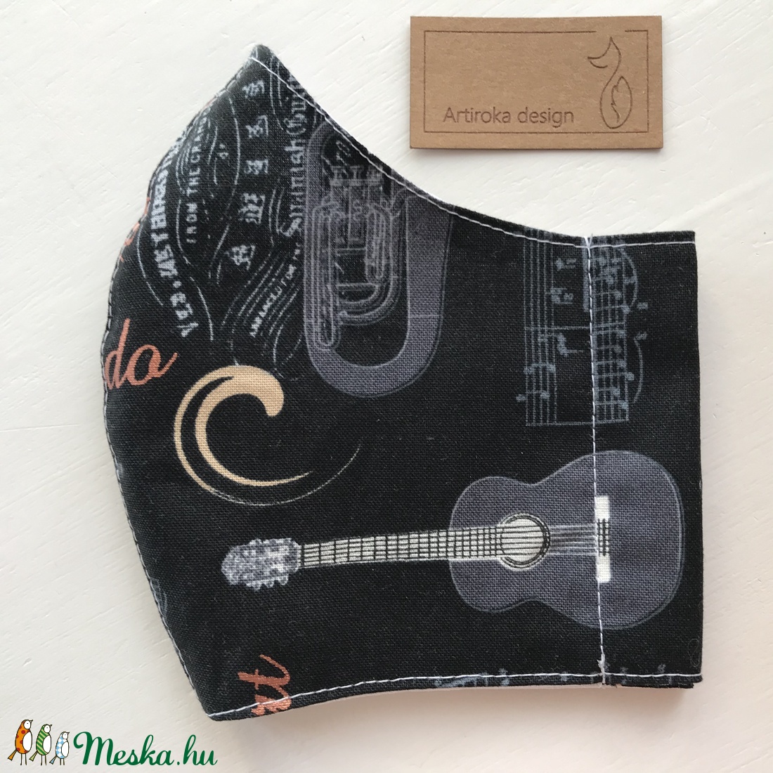 Zenekar és  kotta mintás, prémium arcmaszk, szájmaszk, maszk - koncert - zene - S méret - Artiroka design - gyerek - gyerek - Meska.hu