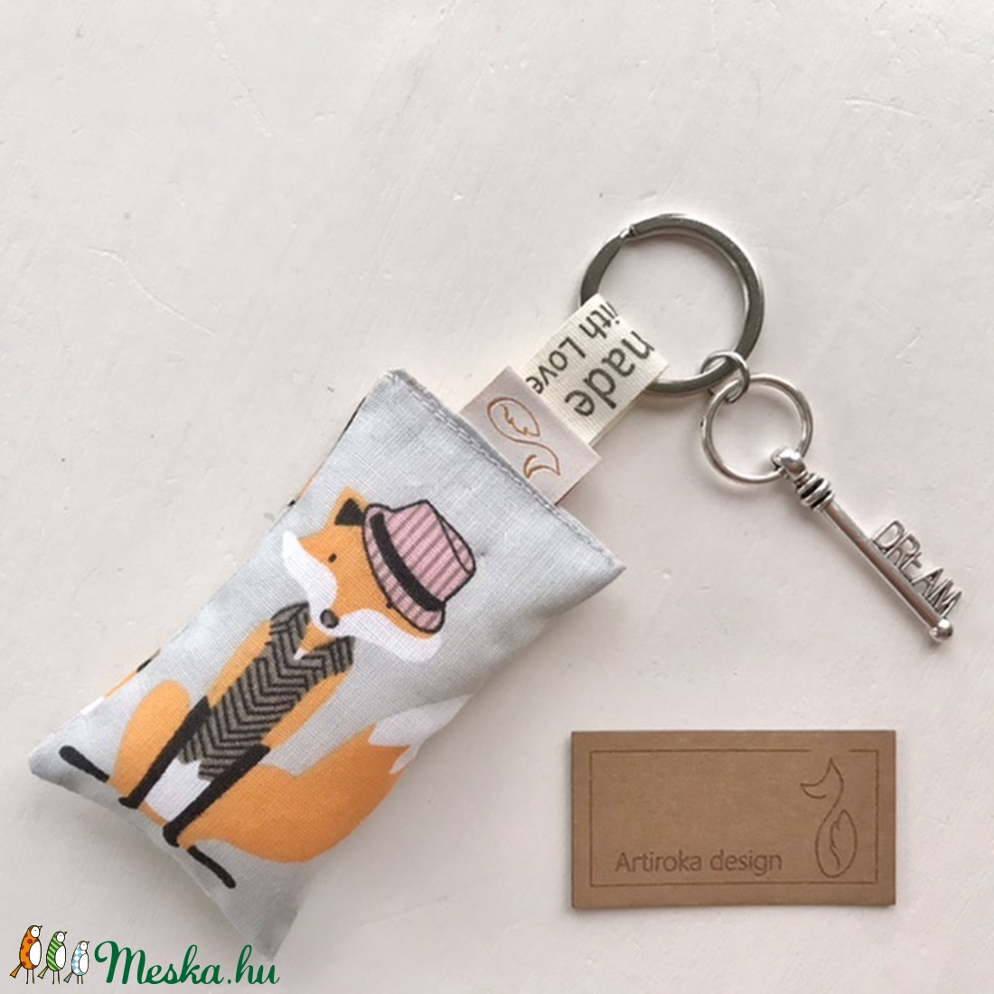 Róka-Móka mintás kulcstartó - Artiroka design - táska & tok - kulcstartó & táskadísz - kulcstartó - Meska.hu