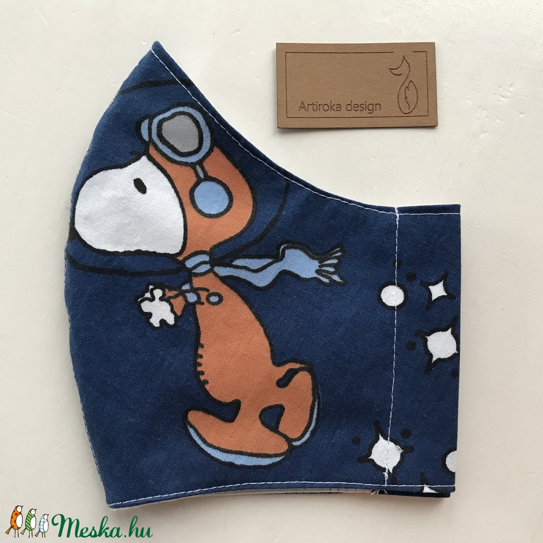 SNOOPY mintás sötétkék arcmaszk, szájmaszk, maszk - M méret KÉSZLETEN - Artiroka design - női - női - Meska.hu
