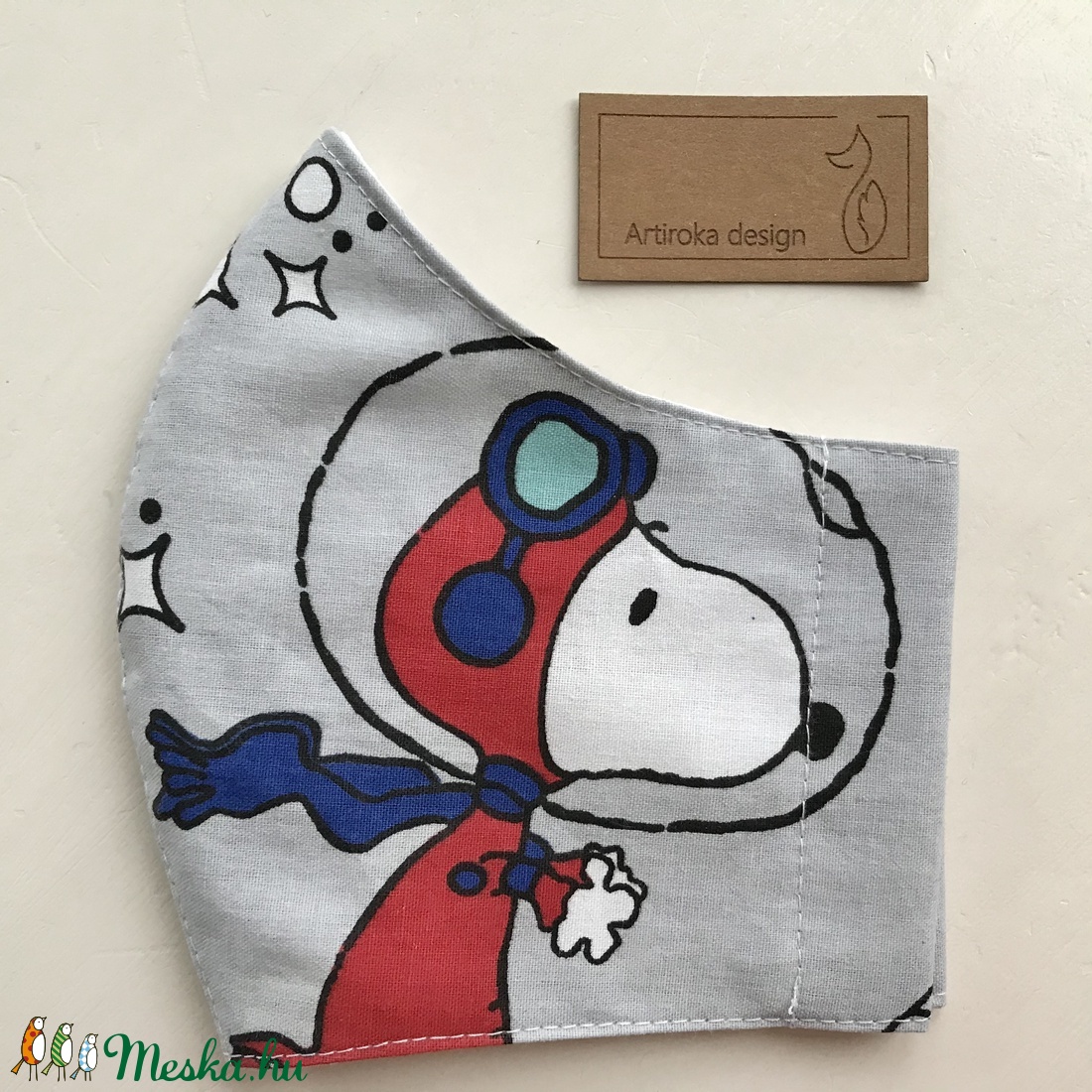 SNOOPY mintás szürke arcmaszk, szájmaszk, maszk  - Artiroka design - gyerek - gyerek - Meska.hu