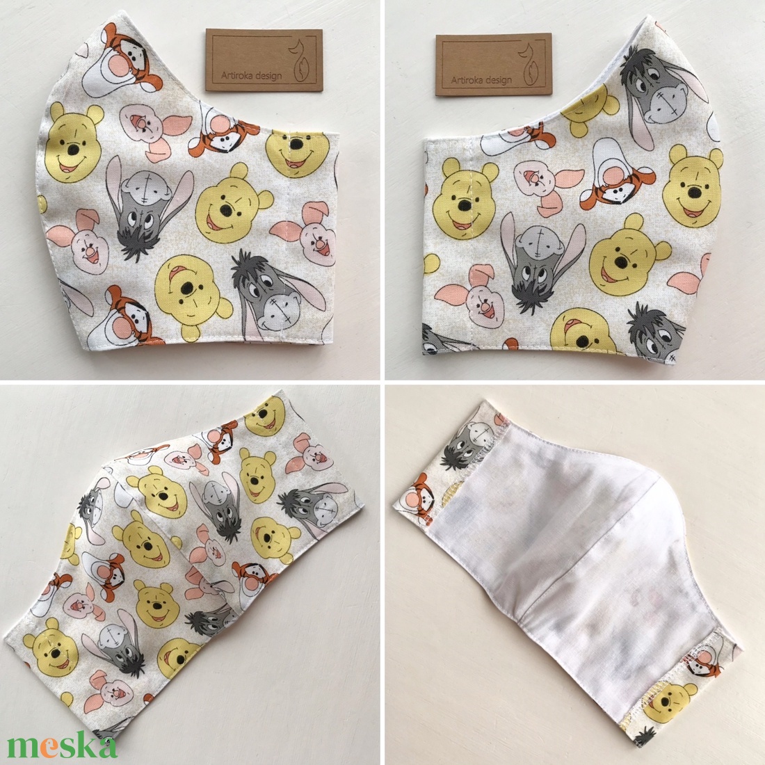 Micimackó, Tigris és Malacka mintás prémium maszk, arcmaszk - Artiroka design - női - női - Meska.hu