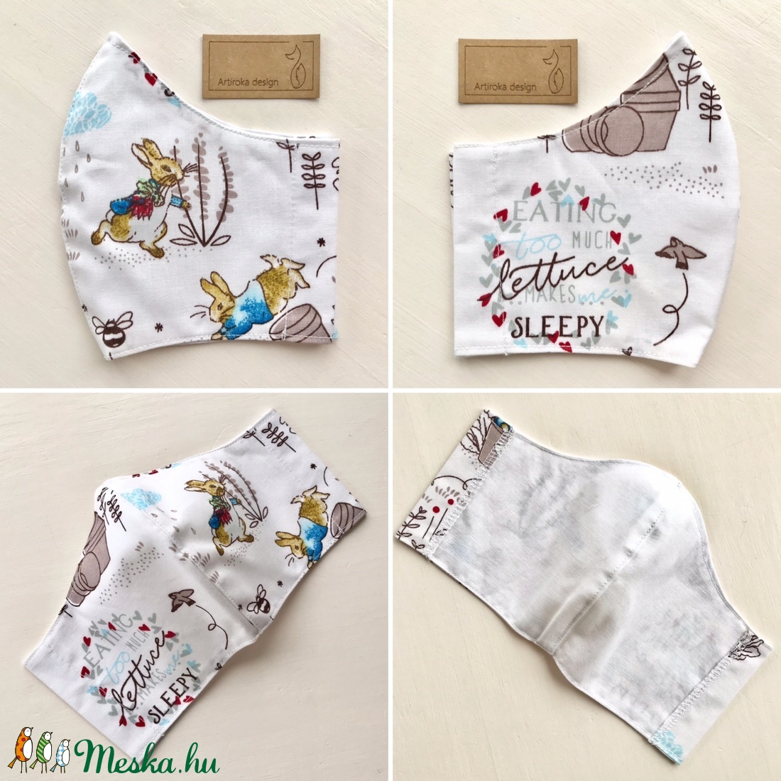 Nyuszi mintás arcmaszk, szájmaszk, maszk - Artiroka design - női - női - Meska.hu