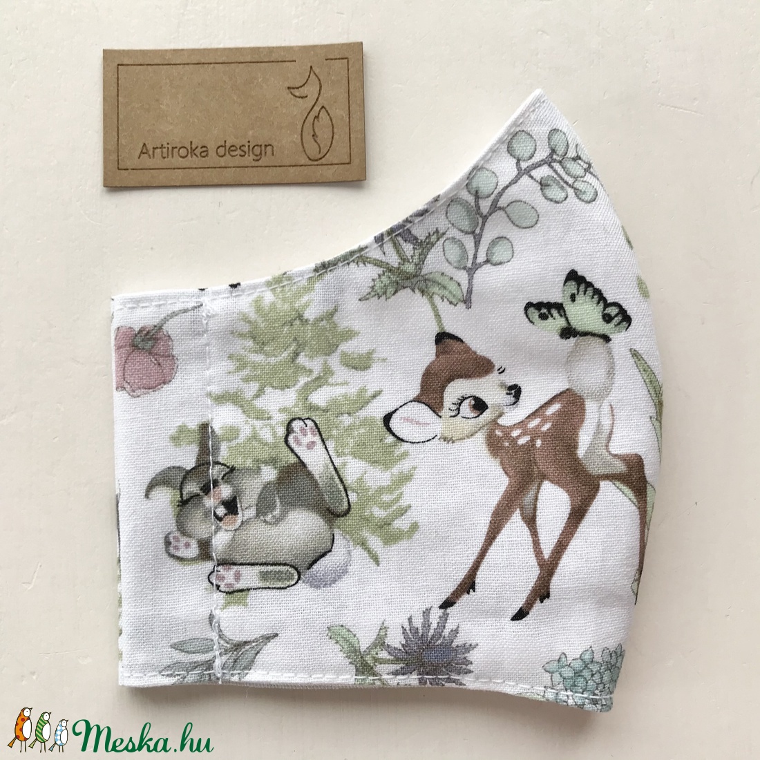 Bambi és nyuszi mintás arcmaszk, szájmaszk, maszk XS méretben - Artiroka design - gyerek - gyerek - Meska.hu