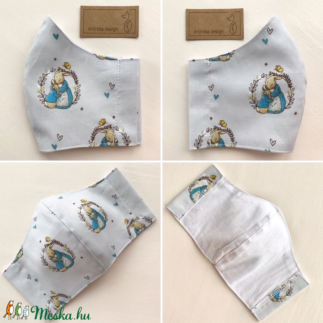 Nyuszi mama és gyermeke mintás prémium arcmaszk, szájmaszk, gyerekmaszk - Beatrix Potter - Artiroka design - gyerek - gyerek - Meska.hu