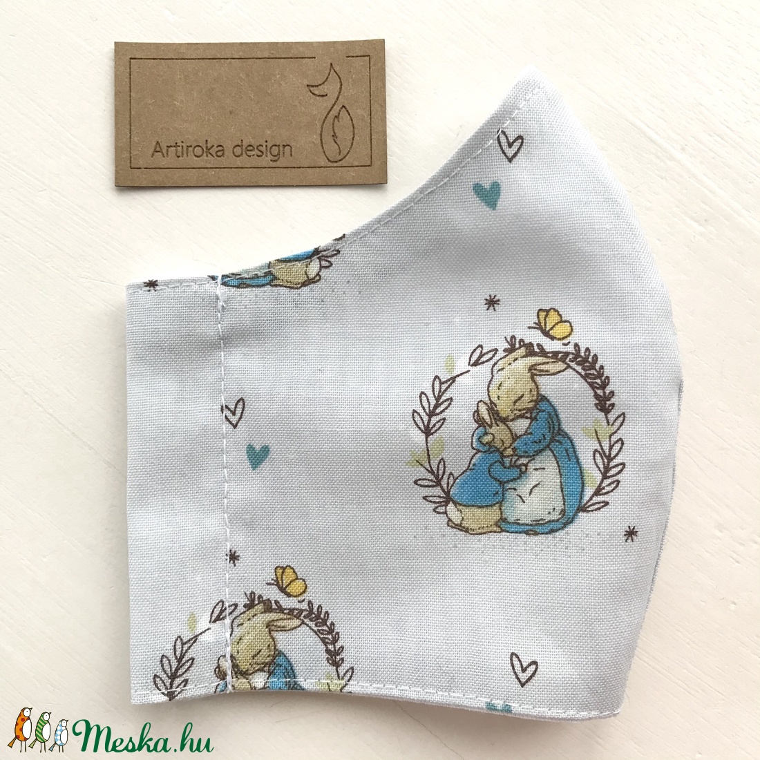 Nyuszi mama és gyermeke mintás prémium arcmaszk, szájmaszk, gyerekmaszk XS méret - Beatrix Potter - Artiroka design - maszk, arcmaszk - gyerek - Meska.hu