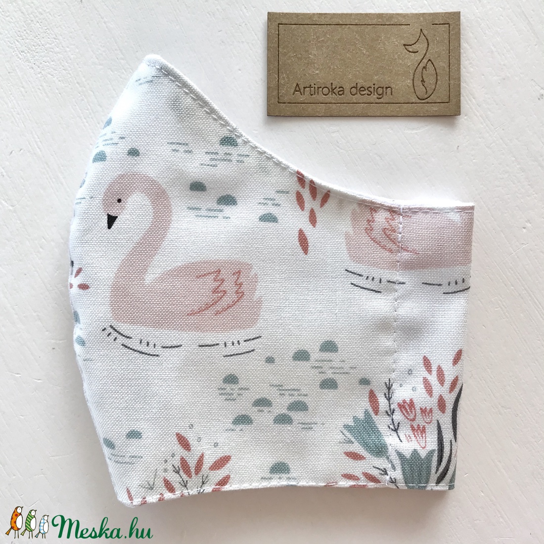 Hattyú mintás prémium maszk, szájmaszk, arcmaszk- madár  - Artiroka design - női - női - Meska.hu
