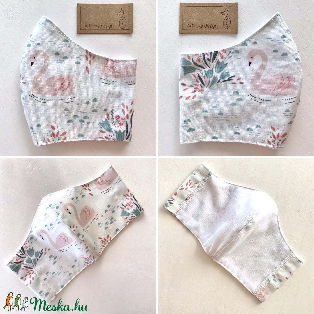 Hattyú mintás prémium maszk, szájmaszk, arcmaszk- madár  - Artiroka design - női - női - Meska.hu