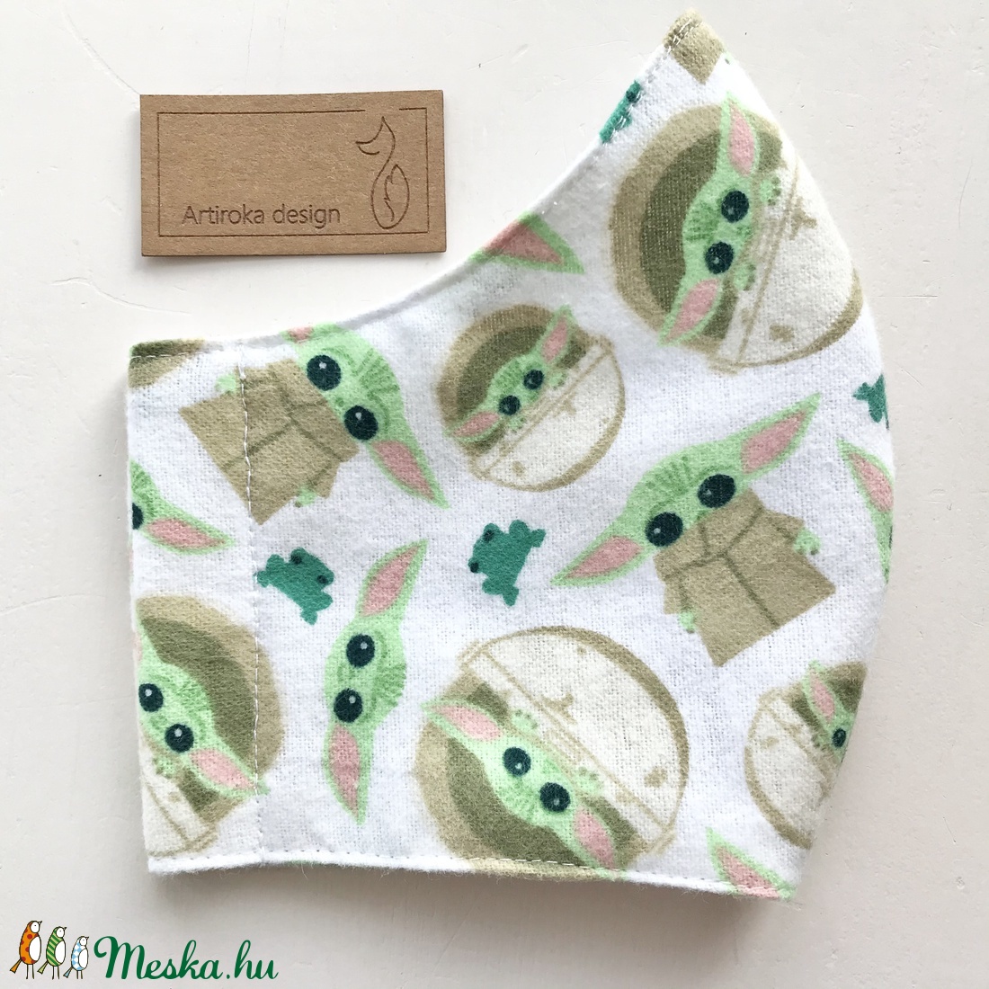 Baby Yoda mintás prémium flanel arcmaszk, szájmaszk, maszk, gyerekmaszk - fehér - Star Wars - Artiroka design - férfi & uniszex - férfi & uniszex - Meska.hu