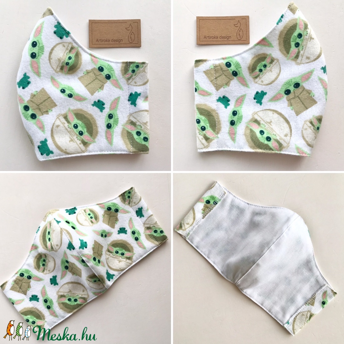 Baby Yoda mintás prémium flanel arcmaszk, szájmaszk, maszk, gyerekmaszk - fehér - Star Wars - Artiroka design - férfi & uniszex - férfi & uniszex - Meska.hu