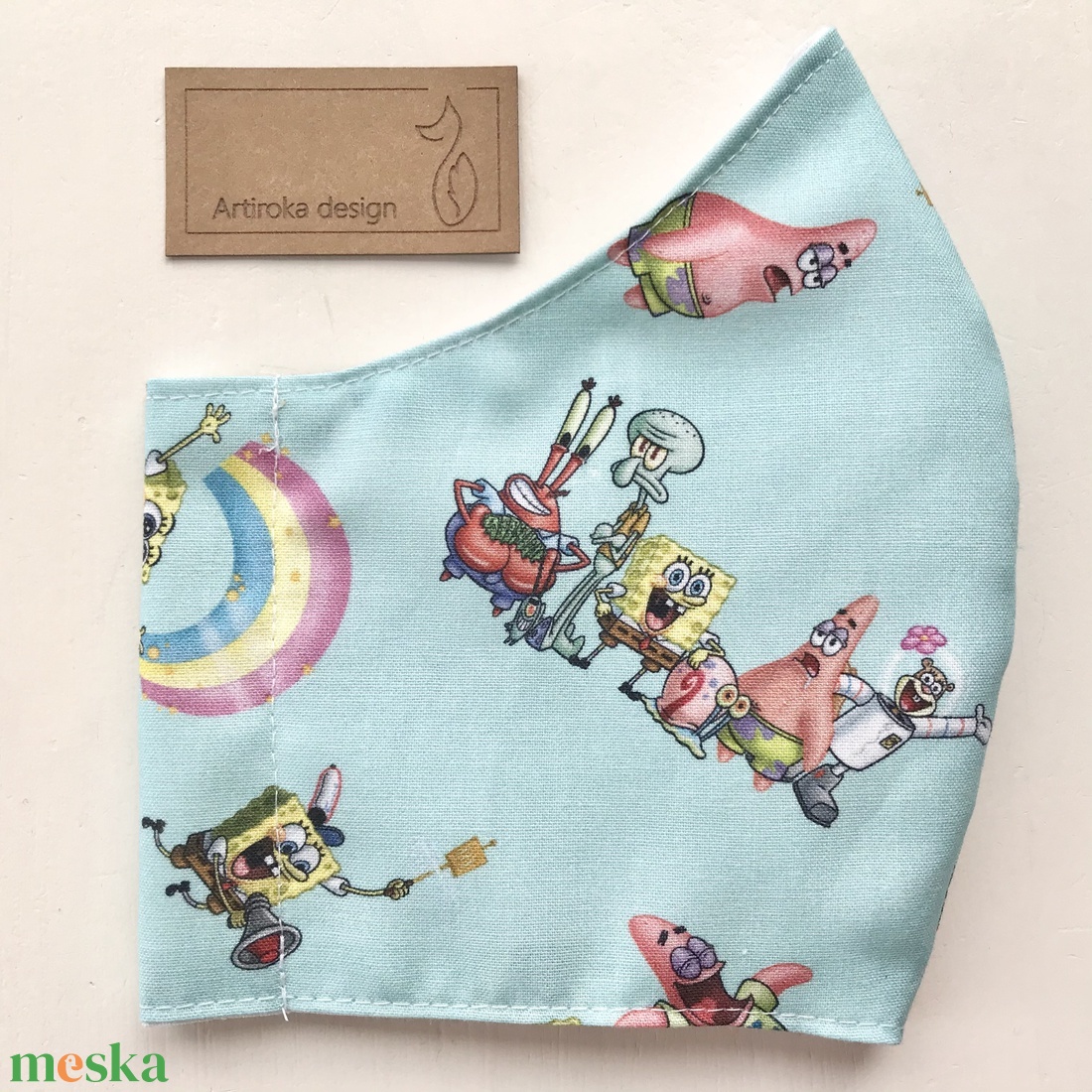 Spongya Bob és Patrik mintás prémium arcmaszk, szájmaszk  - M méret készleten - Artiroka design - gyerek - gyerek - Meska.hu
