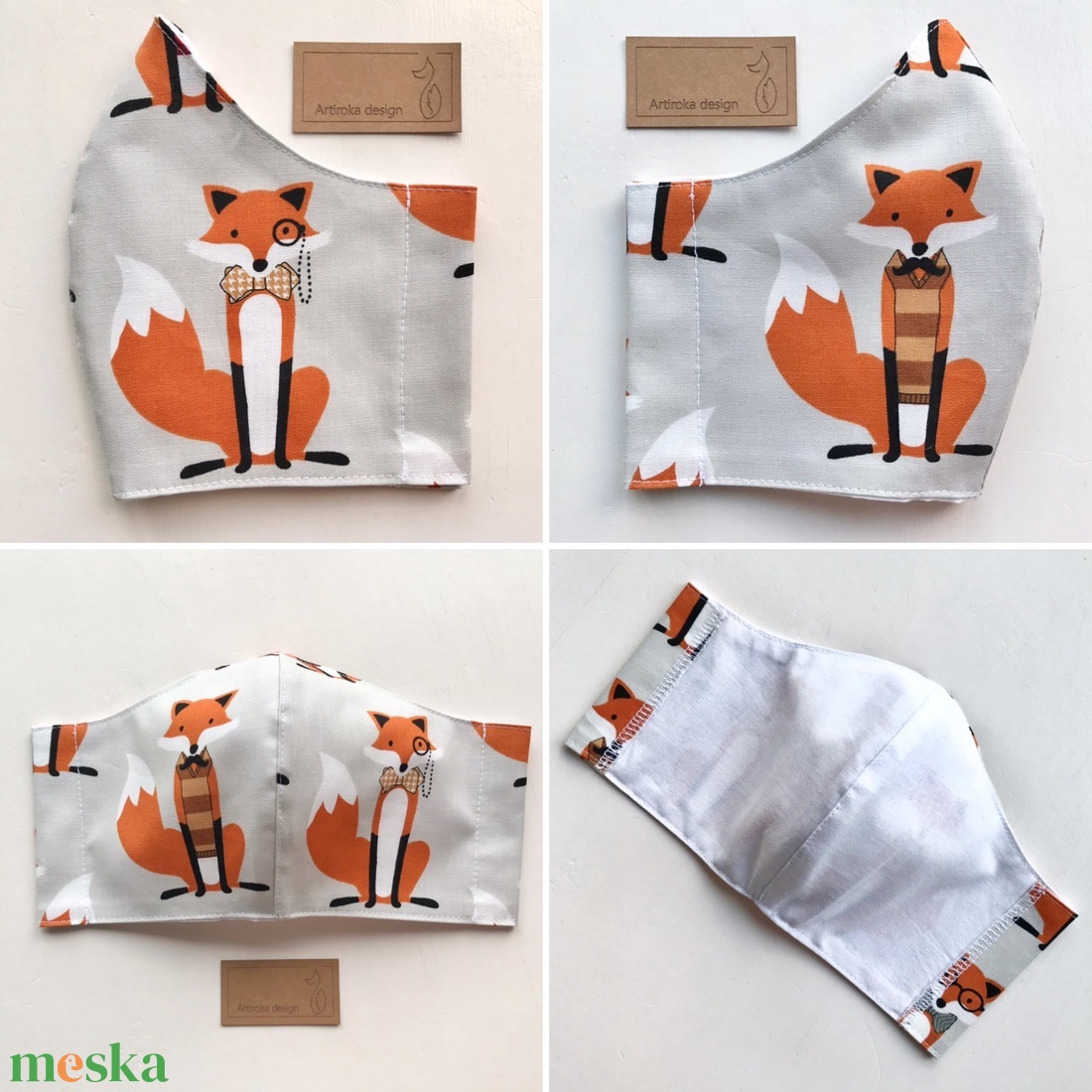 Róka - Móka mintás prémium arcmaszk, szájmaszk, maszk - Artiroka design -  - Meska.hu