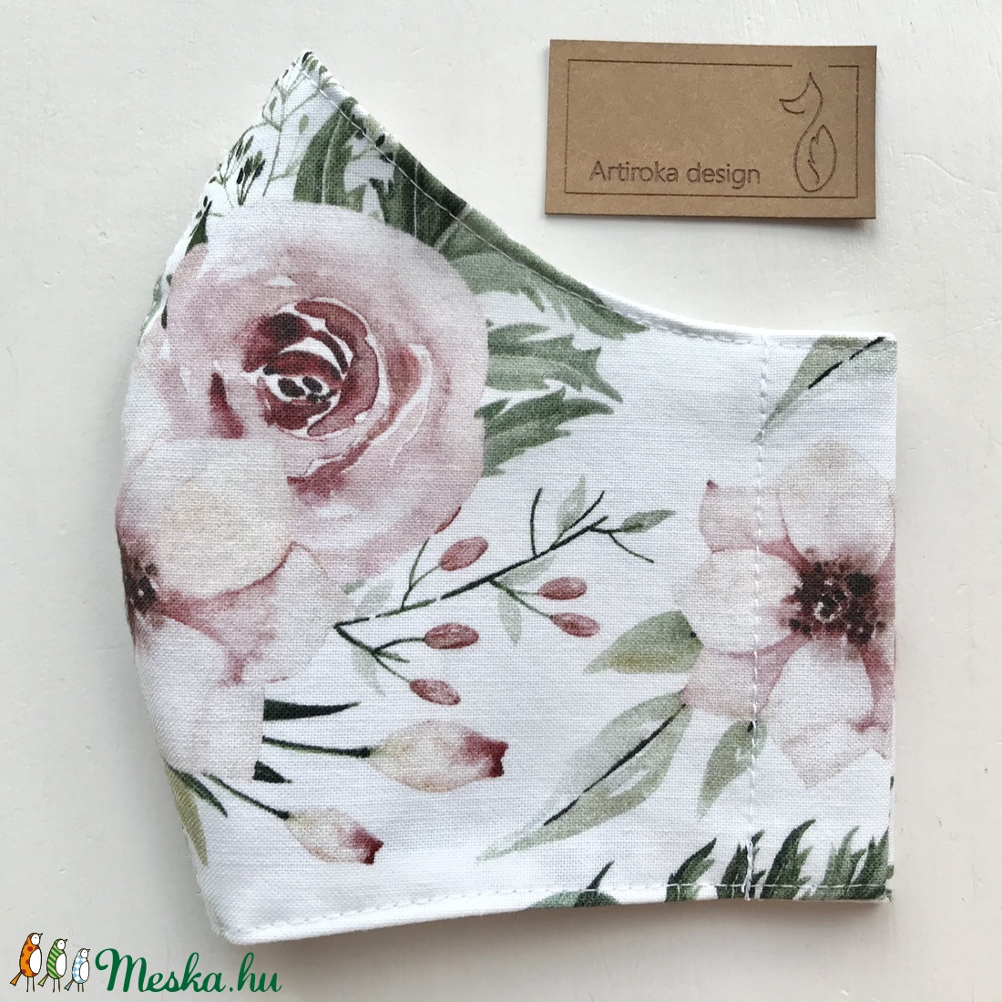 Pünkösdi rózsa mintás prémium pamut  arcmaszk, szájmaszk, maszk - Artiroka design - női - női - Meska.hu