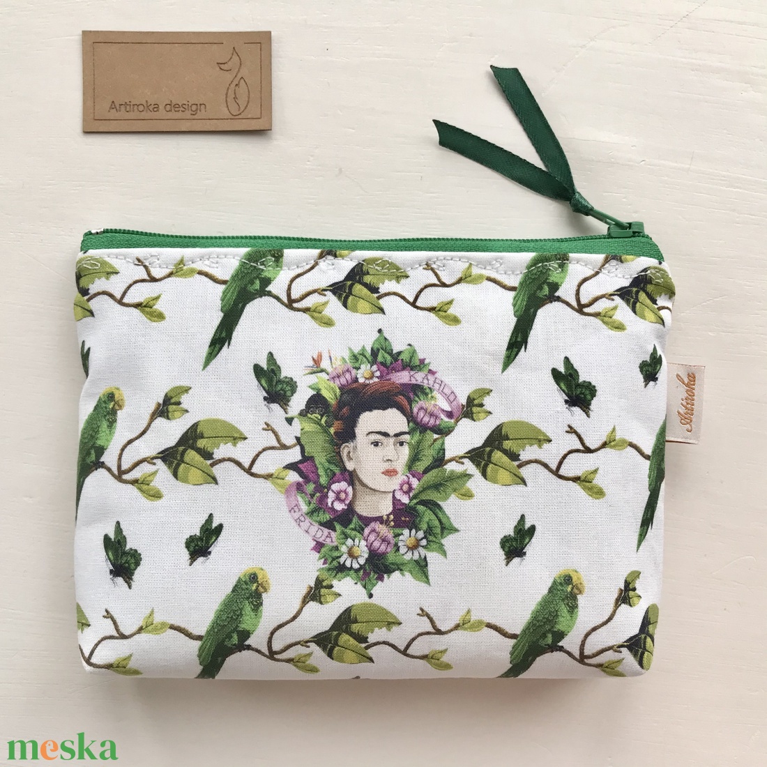 Frida Kahlo mintás irattartó pénztárca - Spanyol papagáj - Artiroka design - táska & tok - pénztárca & más tok - pénztárca - Meska.hu