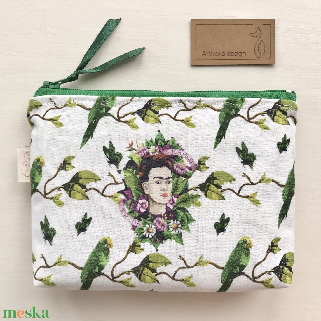 Frida Kahlo mintás irattartó pénztárca - Spanyol papagáj - Artiroka design - táska & tok - pénztárca & más tok - pénztárca - Meska.hu