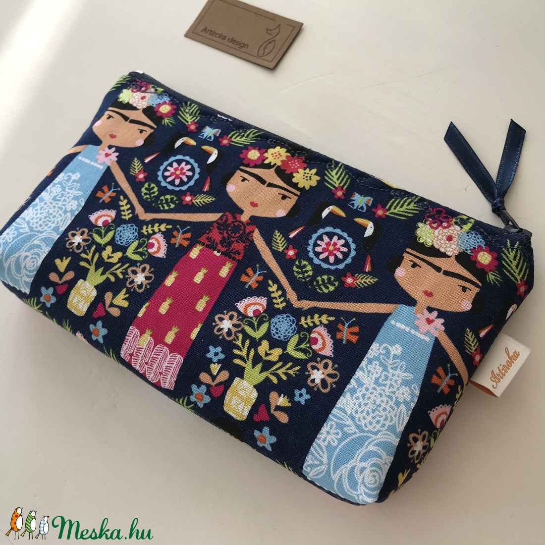 Frida Kahlo mintás  prémium egyedi tolltartó neszesszer, szemüvegtok  - Artiroka design  - táska & tok - neszesszer - Meska.hu